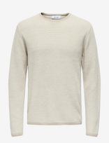 ONLY & SONS - Onseric Reg 12 Struc Crew Knit Noos - Apvalios apykaklės megztinis - Smėlio