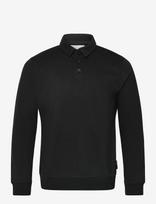 Tom Tailor - Buttoned Polo Collar Sweatshirt - Polo marškinėliai ilgomis rankovėmis - Juoda
