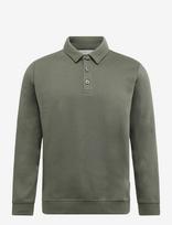 Tom Tailor - Buttoned Polo Collar Sweatshirt - Polo marškinėliai ilgomis rankovėmis - Chaki spalva