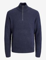 Jack & Jones - Jjblake Knit Half Zip - Megztinis su užtrauktuku - Tamsiai mėlyna