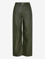 Topshop - Tstalla Coated Barrel Trousers - Odinės tamprės-kelnės - Chaki spalva