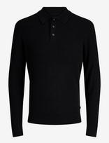Jack & Jones - Jprblawilliam Knit Structure Polo Ls - Polo marškinėliai ilgomis rankovėmis - Juoda