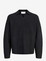 Jack & Jones - Jcolegacy Knit Split Neck Polo - Polo marškinėliai ilgomis rankovėmis - Juoda