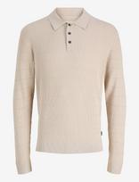 Jack & Jones - Jprblawilliam Knit Structure Polo Ls - Polo marškinėliai ilgomis rankovėmis - Kreminė spalva