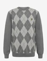 Lyle & Scott - Cotton Merino Argyle Jumper - Apvalios apykaklės megztinis - Pilka