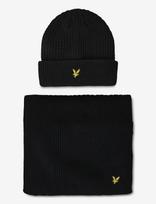 Lyle & Scott - Waffle Scarf And Beanie Set - Kepurė - Juoda