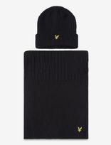 Lyle & Scott - Waffle Scarf And Beanie Set - Kepurė - Tamsiai mėlyna