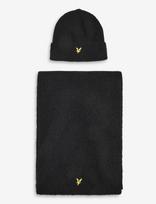 Lyle & Scott - Brushed Scarf And Beanie Set - Kepurė - Juoda