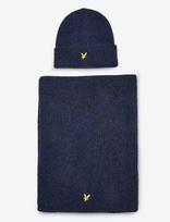 Lyle & Scott - Brushed Scarf And Beanie Set - Kepurė - Tamsiai mėlyna