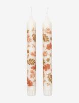 Broste Copenhagen - Forest Leaves Taper Candle With Print - Vaškinė žvakė - Balta