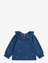 LouieLouie - Elinor Ruffle Blouse - Denim - Palaidinės ir tunikos - Mėlyna