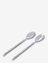 Alessi - Salad Set I 18/10 Stainless Steel, Mirror-Polished Med Matte Handtag - Salotų serviravimo indas - Sidabro