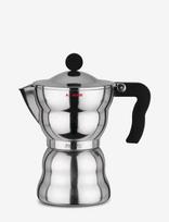 Alessi - Espresso Maker In Die-Cast Aluminum Handle And Knob In Thermoplastic, Black 6 Cups - Mokos kavinukas - Juoda