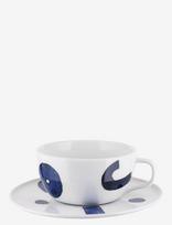 Alessi - Set Of Teacup With Saucer In White Porcelain Pattern Design By Samiro Yunoki - Arbatos puodelis - Tamsiai mėlyna