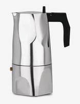 Alessi - Espresso Maker In Die-Cast Aluminum Handle And Knob In Thermoplastic, Black 6 Cups - Mokos kavinukas - Sidabro