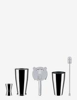 Alessi - Set Of Shaker, Bar Strainer, Stirrer And Cocktail Measure In 18/10 Stainless Steel - Plaktuvai ir kokteilių reikmenys - Sidabro
