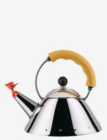 Alessi - Kettle In 18/10, Mirror-Polished And A Bird-Shaped Whistle In Pa, Yellow Induction - Virdulys - Geltona