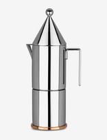 Alessi - Espresso Maker In 18/10 Stainless Steel With Copper Bottom 6 Cups - Mokos kavinukas - Sidabro