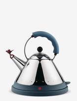 Alessi - Cordless Kettle In 18/10 With Handle/Base In Thermoplastic Resin Lightblue Eu Plug 2000W - Virdulys - Mėlyna