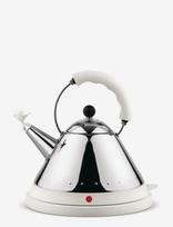 Alessi - Cordless Kettle In 18/10 With Handle And Base In Thermoplastic Resin White Eu Plug 2000W - Virdulys - Balta