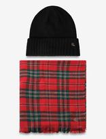 Lauren Ralph Lauren - Plaid Scarf & Knit Beanie Gift Set - Kepurė - Raudona