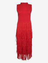 French Connection - Hilde Jersey Mix Fringe Dress - Ilga suknelė - Raudona