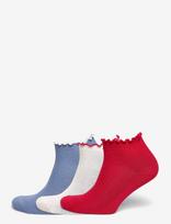 Weekday - 3-Pack Frill Edge Short Socks - Futbolo kojinės iki kulkšnių - Raudona