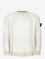 Stone Island - Crewneck Sweater In Raw Hand Organic Cotton - Apvalios apykaklės megztinis - Balta
