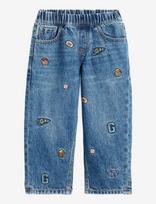 GAP - Baby & Toddler Embroidered Pull-On Baggy Jeans - Laisvi džinsai - Mėlyna