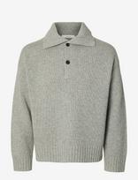 Selected - Slmcody Ls Knit Rlx Polo Collar Noos - Polo marškinėliai ilgomis rankovėmis - Pilka