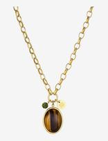 Bud To Rose - Retro Long Necklace Brown/Green/Gold - Grandinėlė - Aukso