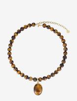 Bud To Rose - Retro Stone Necklace Brown/Gold - Grandinėlė - Aukso