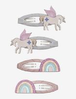 Mimi & Lula - 4 Clic Clacs - Unicorn And Rainbow - Plaukų segtukas - Marga / raštuota