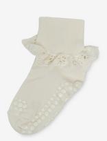 GoBabyGo - Non-Slip - Viscose-Bamboo Lace - Neslystančios kojinės - Balta