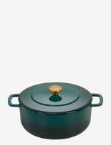 Combekk - Dutch Oven 28Cm Enameled Recycled Cast Iron Holly Green With Gold Knob - Puodai ir keptuvės - Žalia