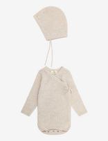 Copenhagen Colors - 2-Pack Merino Pointelle Baby Cross-Over & Baby Bonnet Hat - Kūdikių kepurė - Kreminė spalva