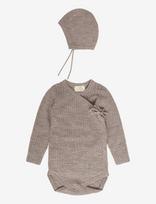 Copenhagen Colors - 2-Pack Merino Pointelle Baby Cross-Over & Baby Bonnet Hat - Kūdikių kepurė - Ruda
