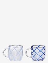 Hübsch - Kiosk Glass Mugs Swirl Blue (Set Of 2) - Arbatos puodelis - Mėlyna
