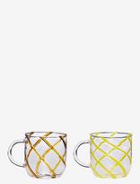 Hübsch - Kiosk Glass Mugs Swirl Yellow (Set Of 2) - Arbatos puodelis - Oranžinė