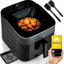 Fryvision Karšto oro gruzdintuvė 6.5L sveikam gaminimui, didelė galia 1700W, didelis stebėjimo langas, 12 programų, gruzdintuvė be aliejaus, daugiafunkcinė krosnelė, virtuvės kombainas