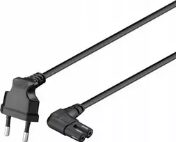 Goobay 73020 maitinimo kabelis Europlug į C7, 3 m, abu galai 90° kampu, juodas