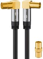goobay TV antenos kabelis 135dB 90 ° juodas 3m - 4x ekranuotas