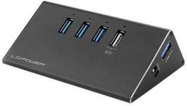 LC-Power LC-HUB-ALU-2B-4, USB 3.2 Gen 1 (3.1 Gen 1) Type-A, USB 3.2 Gen 1 (3.1 Gen 1) Type-A, 5000Mbit/s, Juoda, Aliuminis, Plastikas, CE