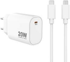 Sinox Beslag Sinox PRO sieninis įkroviklis USB-C PD 20 W su USB-C kabeliu. Baltas, vidaus, AC, 2 m, baltas