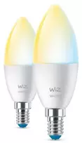 WiZ Žvakės formos lempa, 2 vnt. pakelis – išmanusis LED apšvietimas – nuo šiltos iki vėsios baltos šviesos – E14 – 40W – Matinė – Wi-Fi