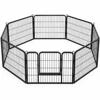 Metalinis aptvaras gyvūnams su durelėmis, 8 dalių, juodas, 60 cm (Nemokamas pristatymas)