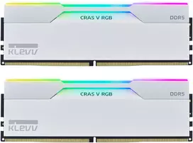 RAM KLEVV CRAS V RGB DDR5-7200 operatyvioji atmintis, CL34, XMP 3.0 ir EXPO – 32GB dviejų modulių rinkinys, balta