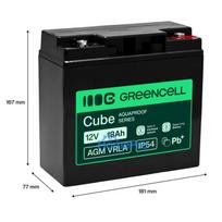 Greencell AGM VRLA 12V 18Ah maintenance-free battery for cash registers toys cameras (181x77x167mm)