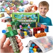 Magnetiniai 3D kubeliai Pixel 100 vnt. + 2 figūrėlės