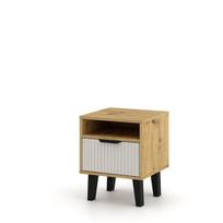 Spintelė prie lovos Mebelbos Borg Duo 1s, 40x38,9x48,2 cm, ruda/balta
